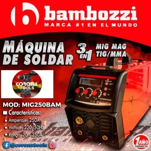 Máquina de Soldar 3 en 1 MIG/TIG/MMA Bambozzi 250A