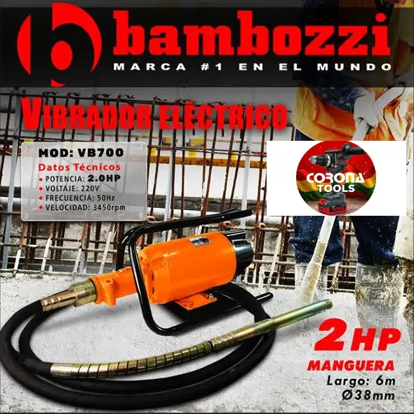 Vibrador Eléctrico para Hormigón Bambozzi 2.0HP