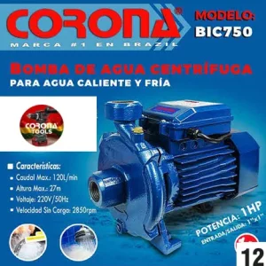 Inicio 47 Bomba de Agua Centrífuga para Agua Caliente y Fría Corona BIC750
