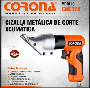 Cizalla Metálica de Corte Neumática Corona CNC170