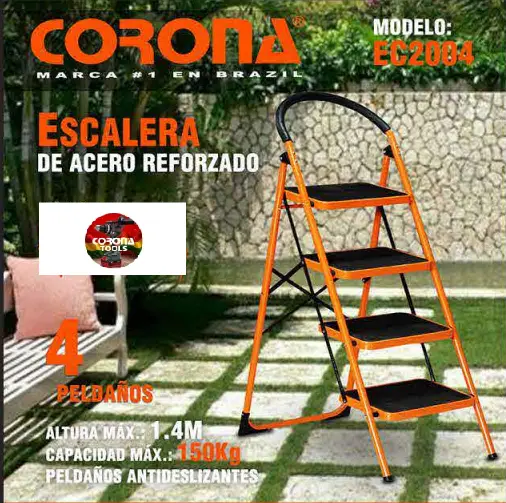 Escalera de Acero Reforzado Corona EC2004 1 Escalera de Acero Reforzado Corona EC2004