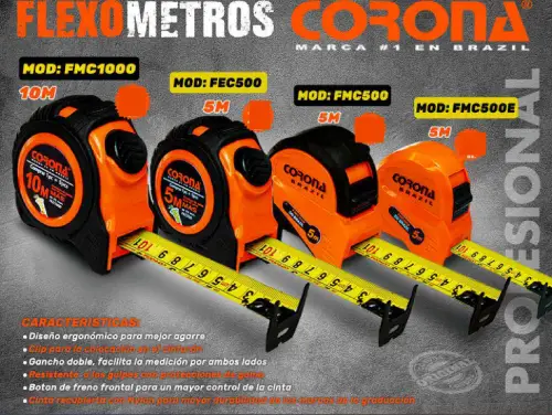 Flexómetro Profesional Corona FMC1000 (10M) 1 Flexómetro Profesional Corona FMC1000 (10M)