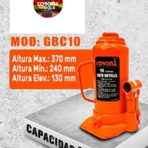 Gato Hidráulico Tipo Botella 10 toneladas Corona GBC10