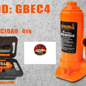 Gato Hidráulico Tipo Botella 4Tn con Maletín Corona GBEC4