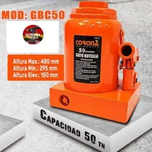 Gato Hidráulico Tipo Botella 50 toneladas Corona GBC50