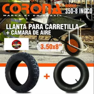 Llanta para Carretilla + Cámara de Aire Corona 350-8 INGCO