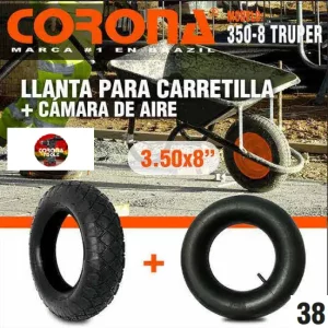Llanta para Carretilla + Cámara de Aire Corona 350-8 TRUPER