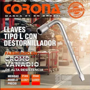 Llave Tipo L con Destornillador 21mm Corona LLC221
