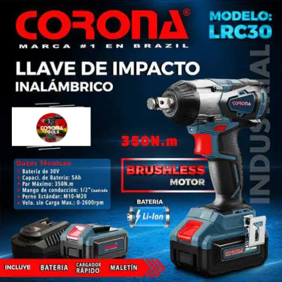 Llave de Impacto Inalámbrico Corona LRC30