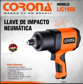 Llave de Impacto Neumática 3/4" Corona LIC1900