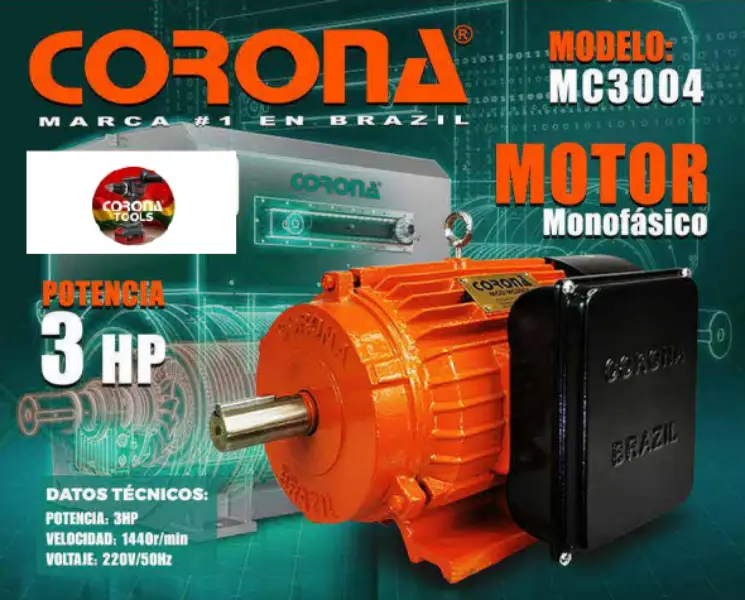 Motor Monofásico 3HP Corona MC3004 1 Motor Monofásico 3HP Corona MC3004