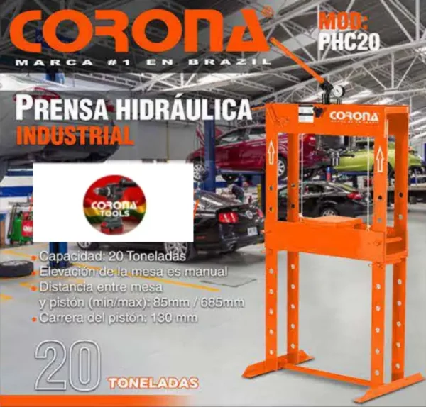 Prensa Hidráulica Industrial 20Tn Corona PHC20