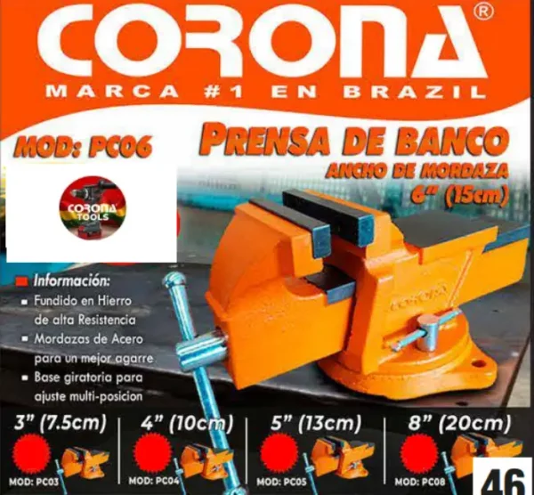 Prensa de Banco 4" (10cm) Corona PC04