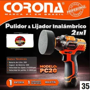 Pulidor y Lijador Inalámbrico 2en1 Corona PC20