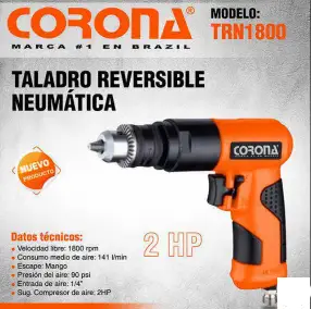 Taladro Reversible Neumática Corona TRN1800