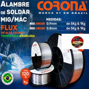 Alambre de Soldar MIG/MAC Flux 0.9mm Corona AMC900