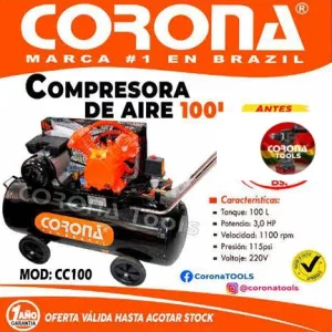 Compresora de Aire 100 Litros Corona CC100