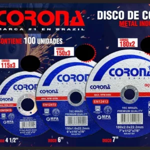 Disco de Corte Metal Industrial 7" Corona 180x2