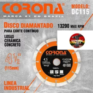 Inicio 69 Disco Diamantado Corte Contínuo 4 1/2" (115mm) Corona DC115