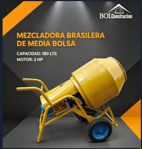 Mezcladora Brasilera de Media Bolsa 180 L 2 HP