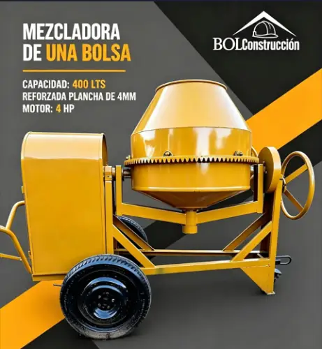 Mezcladora de Una Bolsa 400 L 4 HP 1 Mezcladora de Una Bolsa 400 L 4 HP