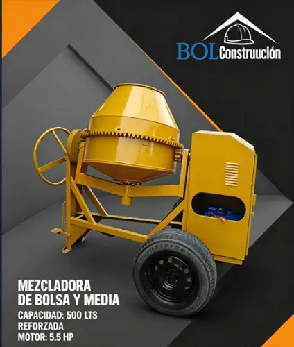 Mezcladora de Bolsa y Media 500 L 5.5 HP